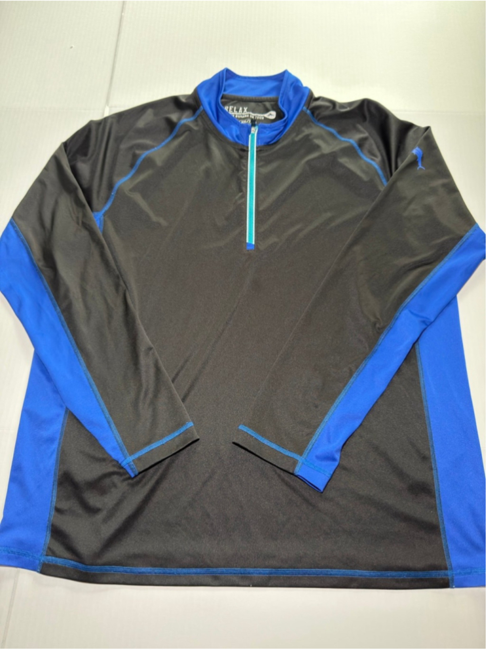 Tommy Bahama blue black Relax UV tech quarter zip long sleeve shirt XXL